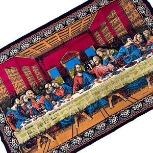 Vintage Last Supper Jesus Tapestry Wall Hanging Retro Religious Cotton Turkey